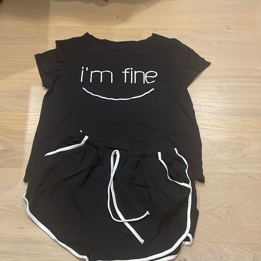“I’m fine” comfy pajama set, never worn new condition!